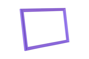 Purple wooden picture frame isolated on white