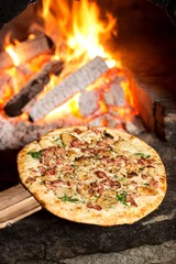 Foto op Plexiglas Potato and bacon word fired pizza at a Whistler restaurant. © David