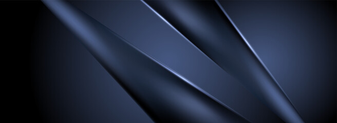 Abstract Dark Navy Background with Dynamic Wave Concept.