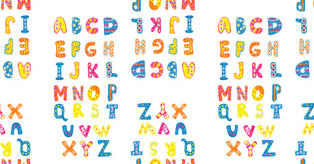Baner for social networks with educational content bright colored letters English alphabet