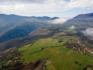 Obraz premium Aerial view of Iskar river Gorge near village of Milanovo, Bulgaria