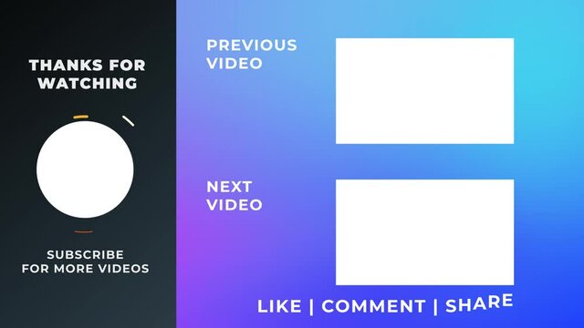 Youtube Blue Gradient Minimalist Theme, End Screen 
YT Video Template, Outro Card

