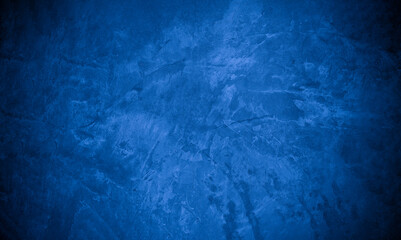 Old wall pattern texture cement blue dark abstract  blue color design are light with black gradient background.