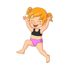 Cartoon little girl in swimsuit