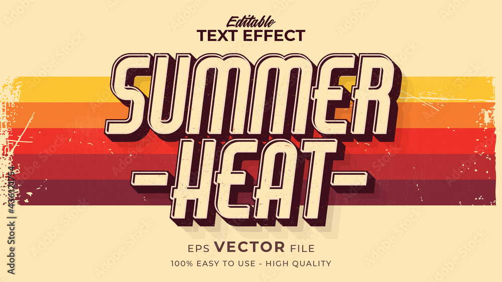 Fototapete editable text style effect - retro summer text in grunge style theme