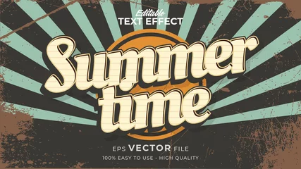 Deurstickers Retro compositie Editable text style effect - retro summer text in grunge style theme