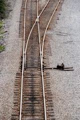 Deurstickers A railroad track with a Y split © Joseph Creamer