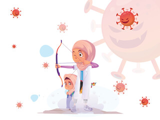 illustrations of surviving the corona virus attack are suitable for use in health education books, children books etc.