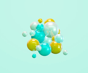 abstract colorful balls or bubbles. 3d rendering illustration. Festive poster or banner design . design minimalist .