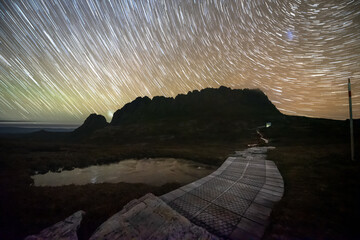 Star Trails over Cradle Mountain Summit and the Overland Track