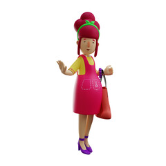 Cute Mother 3D Cartoon Design with smile face