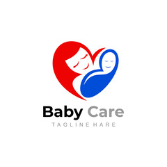 Baby care logo template, baby logo design, love care icon