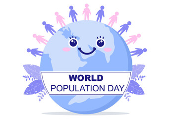 World Population Day Vector Illustration Commemorated Every 11th July To Raise Awareness Of Global Populations Problems. Landing Page Template