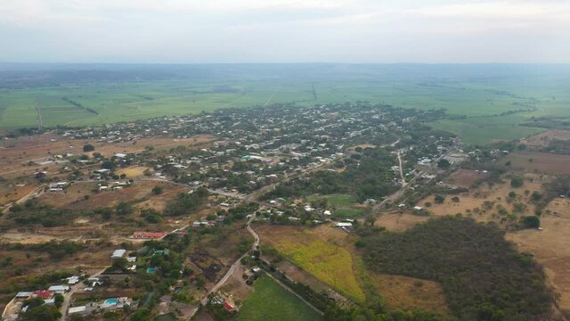 Aerial: San Vicente La Mesilla town near El Chiflon Waterfalls, Mexico