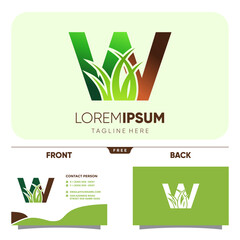 Fototapeta na wymiar Letter W Grass Logo Design Vector Icon Graphic Illustration