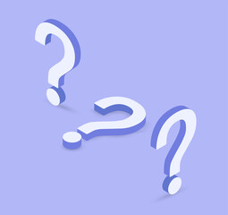 Question mark icon on purple background. FAQ sign. Help symbol. Vector illustration
