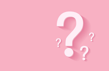 Question mark icon on pink background. FAQ sign. Help symbol. Space for text. Vector illustration