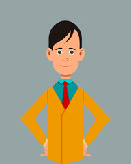 Salesman thoughtful facial expression vector illustration. Young businessman character expression for design, motion or animation.