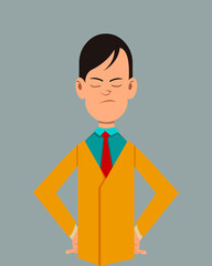 Salesman upset facial expression creative  vector illustration. Young businessman character expression for design, motion or animation.