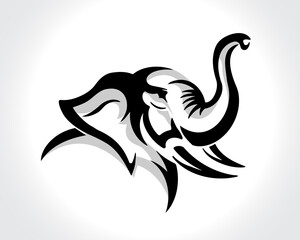 elephant drawing art logo design template illustration