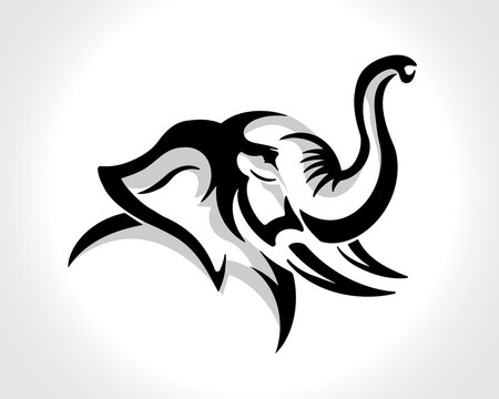 recommend clip art: elephant drawing art logo design template illustration