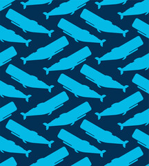 Sperm whale pattern seamless. cachalot big whale background. Baby fabric ornament