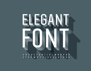 Vector Elegant Font. 3D Stylish Alphabet Letters and Numbers set