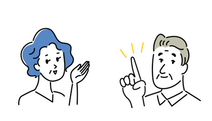 案内するシニアカップルのイラスト素材