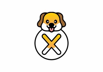 Cute dog head with X initial letter