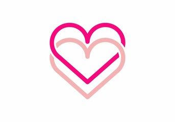 Pink color of twin love heart