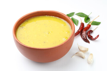 daal or yellow lentil soup or toor daal. Indian staple pulse.
