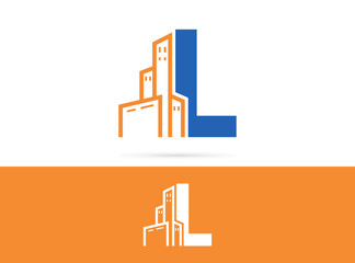 Letter L city logo design. Vector combination of  building and letter