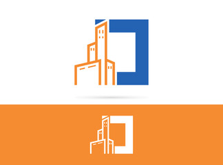 Letter O city logo design. Vector combination of  building and letter