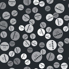 Fototapeta na wymiar Grey Consumer or customer product rating icon isolated seamless pattern on black background. Vector Illustration