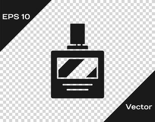 Black Aftershave icon isolated on transparent background. Cologne spray icon. Male perfume bottle. Vector Illustration