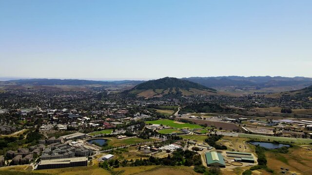 Aerial view of San Luis Obispo on beautiful day.