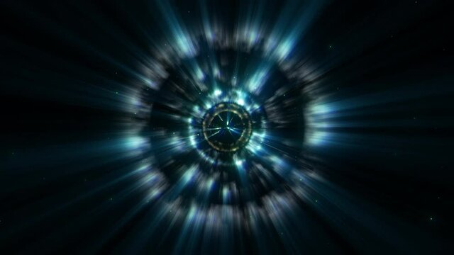 Abstract Blue Light Ray Ring Formation Looping Background