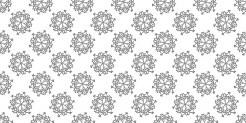 Winter seamless pattern with grey snowflakes on white background. Vector illustration for fabric, textile wallpaper, posters, gift wrapping paper. Christmas vector illustration. Falling snow