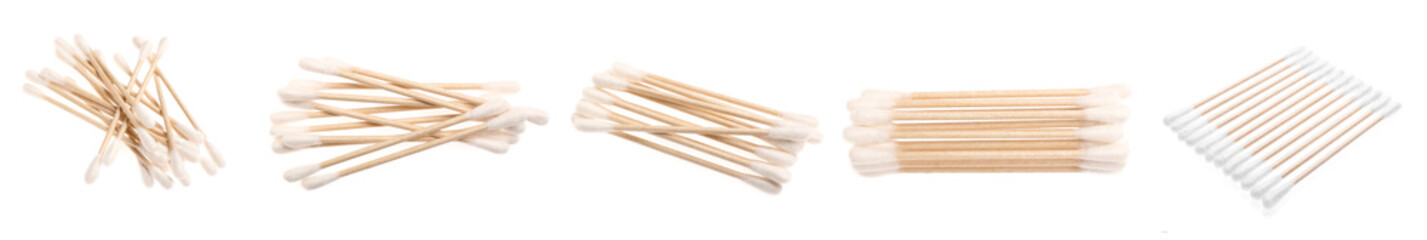 Cotton swabs on white background