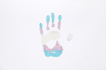 Palm print on white background. Concept of transgender