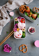 Delicious homemade take away meals / Heart Shape Onigiri Bento / Ideal for light eaters and weight watcher, packed with all the health goodies