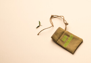 eco friendly sign. Burlap price tag. eco-friendly shopping concept