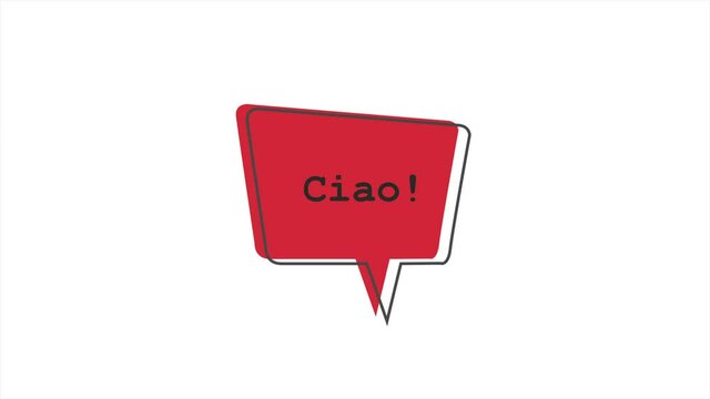 Animated text of Ciao Italian word. Motion graphics design