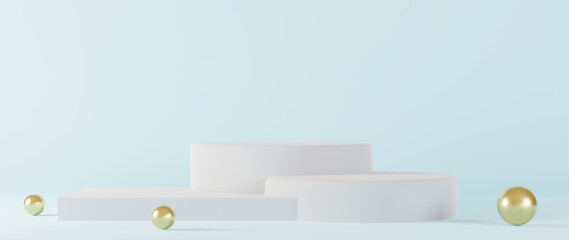 Minimal luxury design Cylinder box podium in white concrete wall background. Display scene stage platform showcase, product, presentation, cosmetic. 3D render