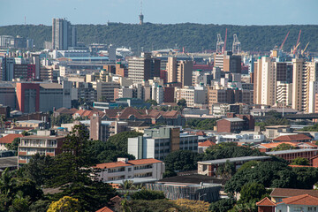Vew of Buildings in Central Durban with Bluff in Background