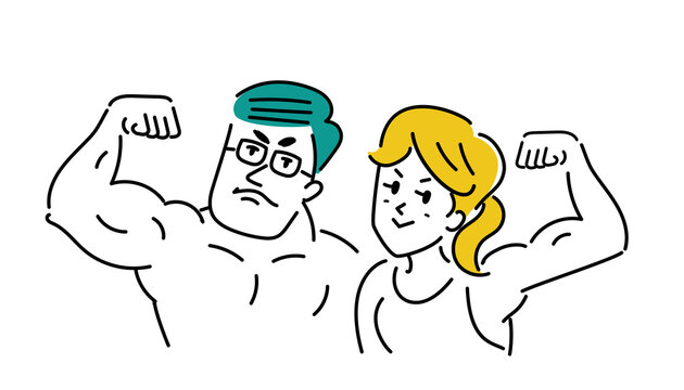 マッチョなカップルのイラスト素材