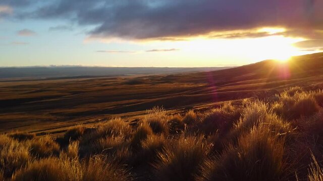 Sunset in patagonia, colorful sunset. The nature of patagonia at sunset