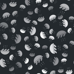 Grey Fish soup icon isolated seamless pattern on black background. Vector.