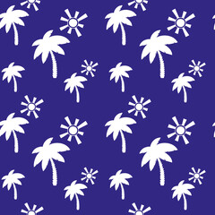 Seamless pattern with palm trees and the Sun.