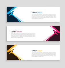 Collection of geometric, web banner template. Modern, abstract design elements for promotional web background.